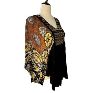 Ivy Jane Velvet Burnout Tunic Top Size 12/14 Boho Cowgirl Dark Romantic
